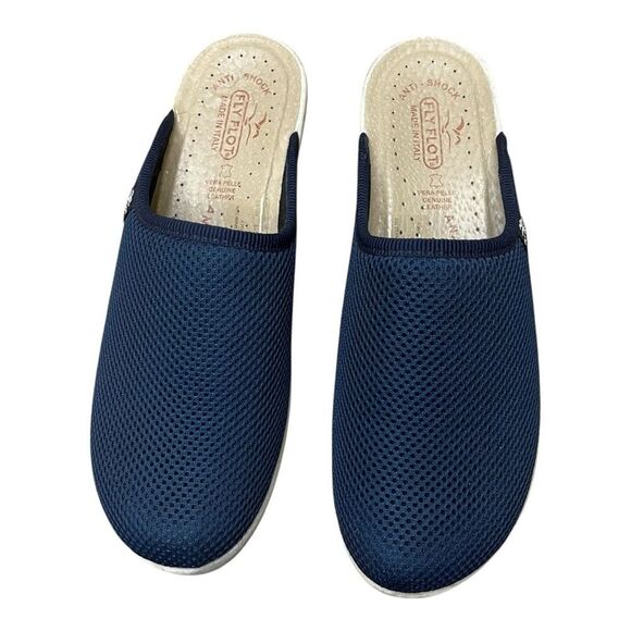 Fly Flot Anti-Shock Slip On Shoes Navy Blue Mesh Mules Cozy Comfy Lightweight - Picture 4 of 9